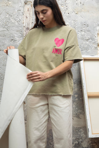 Sweatshirt délavé Amor manches courtes
