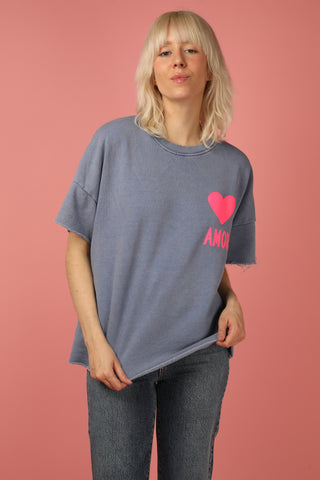 Sweatshirt délavé Amor manches courtes