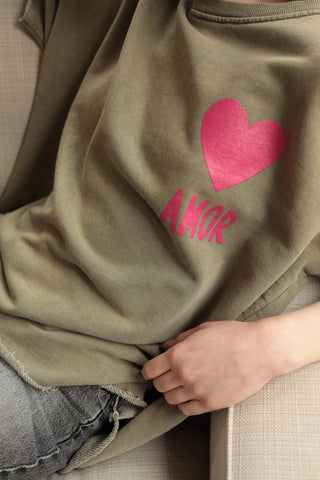 Sweatshirt délavé Amor manches courtes