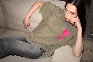 Sweatshirt délavé Amor manches courtes