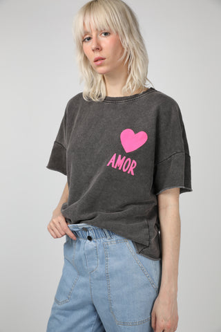 Sweatshirt délavé Amor manches courtes