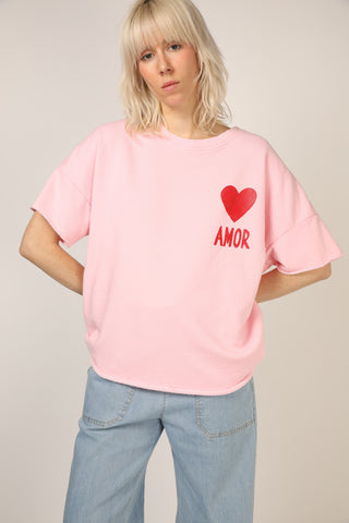 Sweatshirt délavé Amor manches courtes