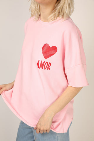 Sweatshirt délavé Amor manches courtes