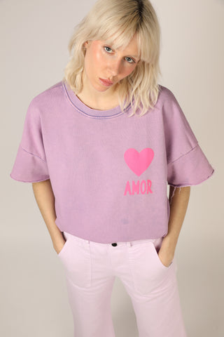 Sweatshirt délavé Amor manches courtes