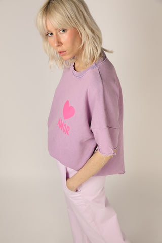 Sweatshirt délavé Amor manches courtes