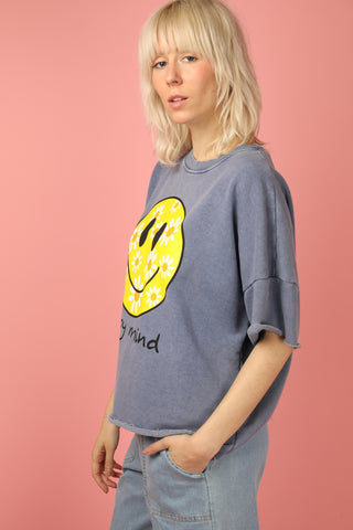 Sweatshirt délavé Smiley manches courtes
