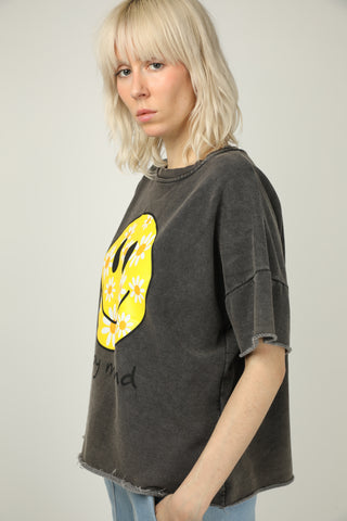 Sweatshirt délavé Smiley manches courtes
