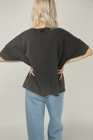 Sweatshirt délavé Smiley manches courtes
