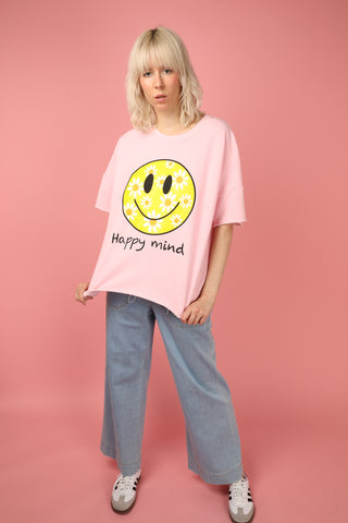 Sweatshirt délavé Smiley manches courtes