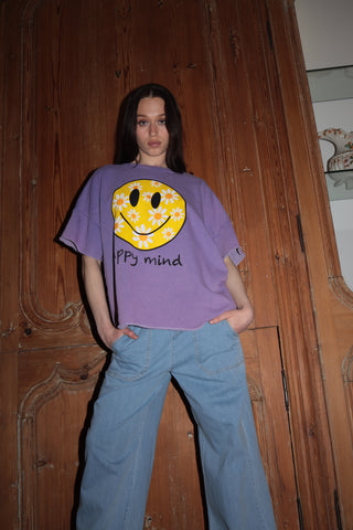 Sweatshirt délavé Smiley manches courtes