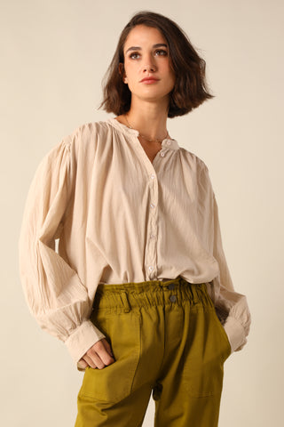 Chemise bi-matière en voile de coton
