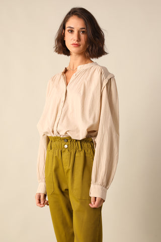 Chemise bi-matière en voile de coton