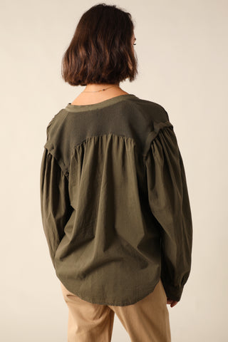 Chemise bi-matière en voile de coton