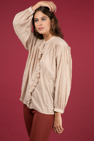 Chemise à volant en voile de coton