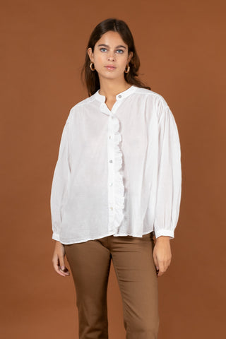 Chemise à volant en voile de coton
