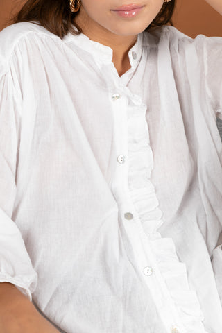 Chemise à volant en voile de coton