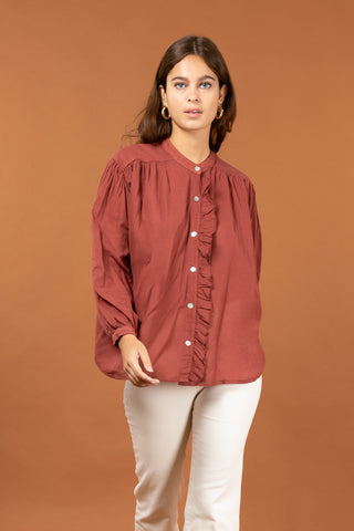 Chemise à volant en voile de coton