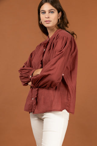 Chemise à volant en voile de coton