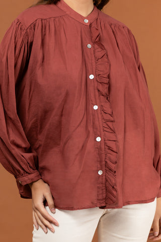 Chemise à volant en voile de coton