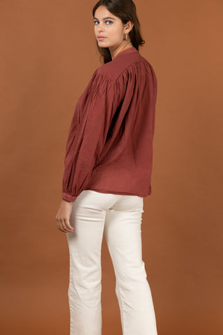 Chemise à volant en voile de coton