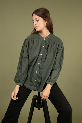 Chemise à volant en voile de coton