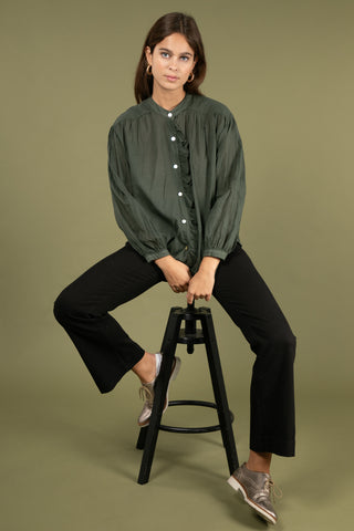 Chemise à volant en voile de coton