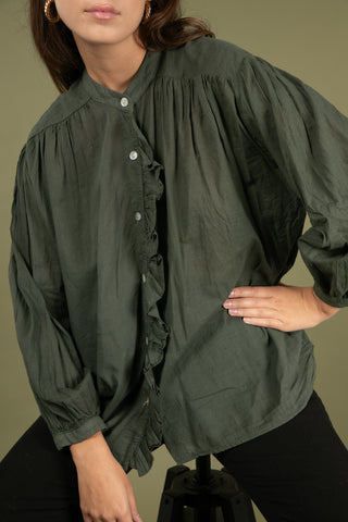 Chemise à volant en voile de coton