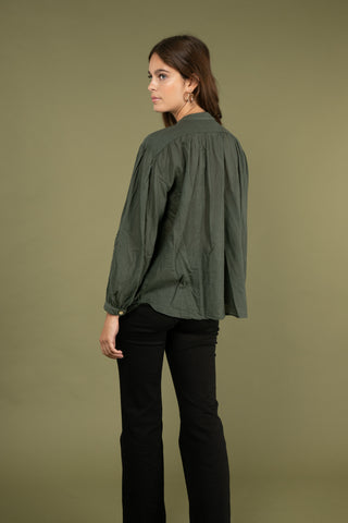 Chemise à volant en voile de coton