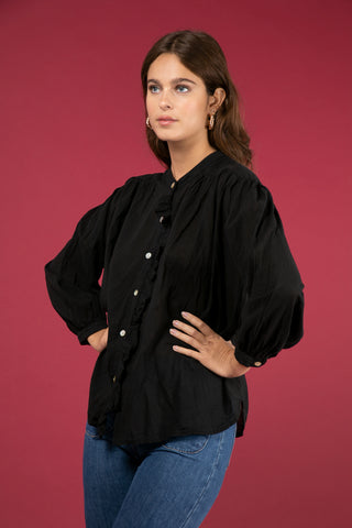 Chemise à volant en voile de coton