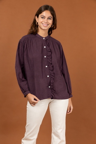 Chemise à volant en voile de coton