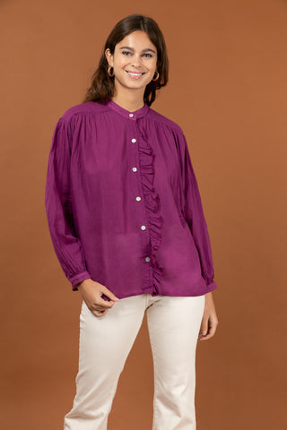 Chemise à volant en voile de coton