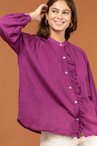 Chemise à volant en voile de coton