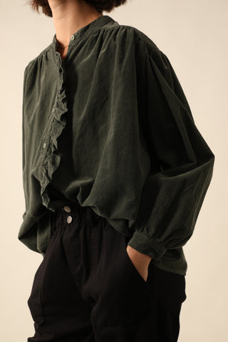 Chemise à volant en velours fin