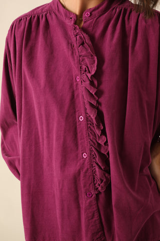 Chemise à volant en velours fin