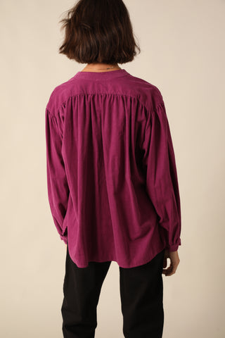 Chemise à volant en velours fin