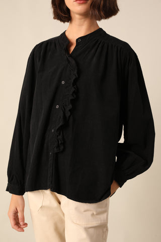 Chemise à volant en velours fin