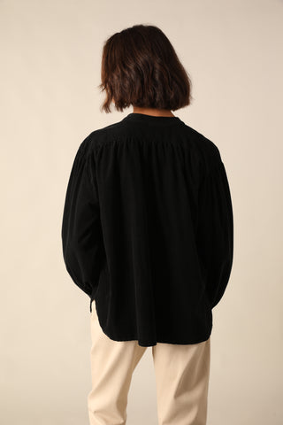 Chemise à volant en velours fin