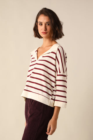 Pull marinière à encolure ouverte