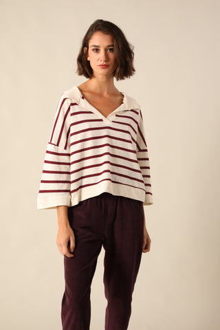 Pull marinière à encolure ouverte