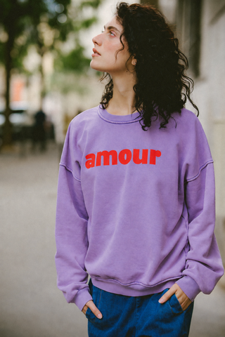 Sweatshirt délavé Amour manches longues