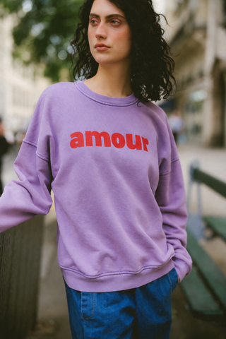 Sweatshirt délavé Amour manches longues