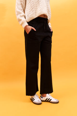 Pantalon wide leg taille élastiquée