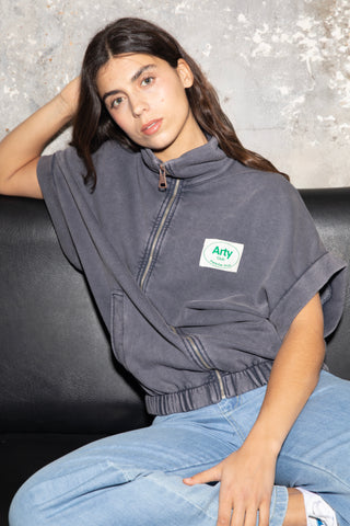 Sweatshirt zippé Arty Club manches courtes