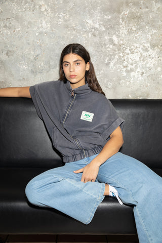 Sweatshirt zippé Arty Club manches courtes