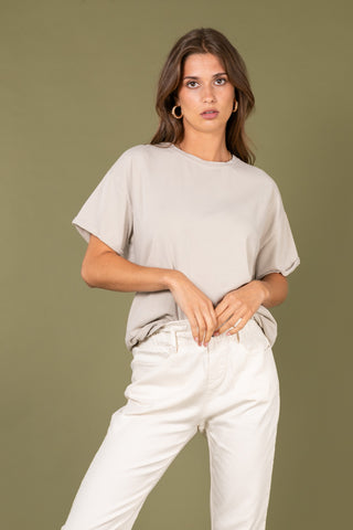 T-shirt uni en coton délavé