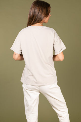 T-shirt uni en coton délavé