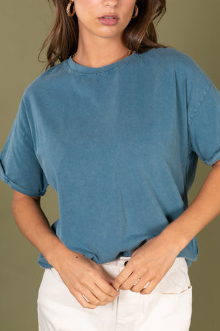 T-shirt uni en coton délavé