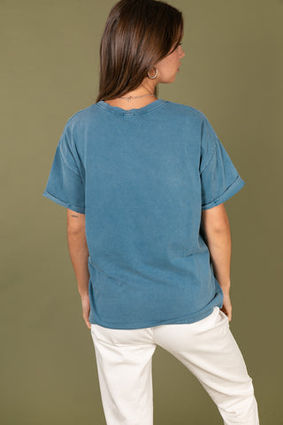 T-shirt uni en coton délavé