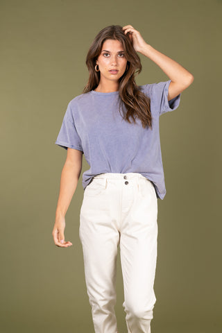 T-shirt uni en coton délavé