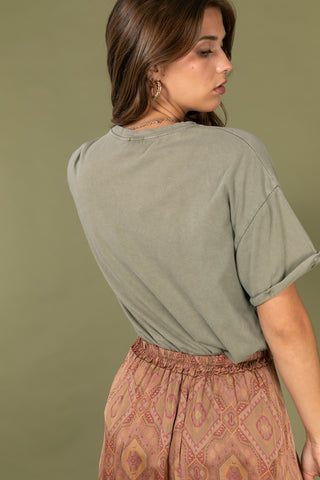 T-shirt uni en coton délavé